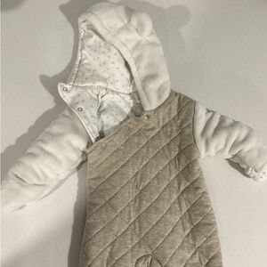 Cozy Quilted Kids One Piece - White and Tan